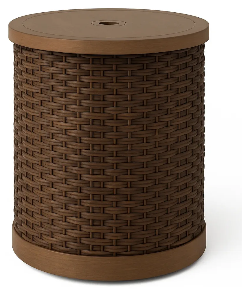 21.5" Round Wicker Umbrella Table