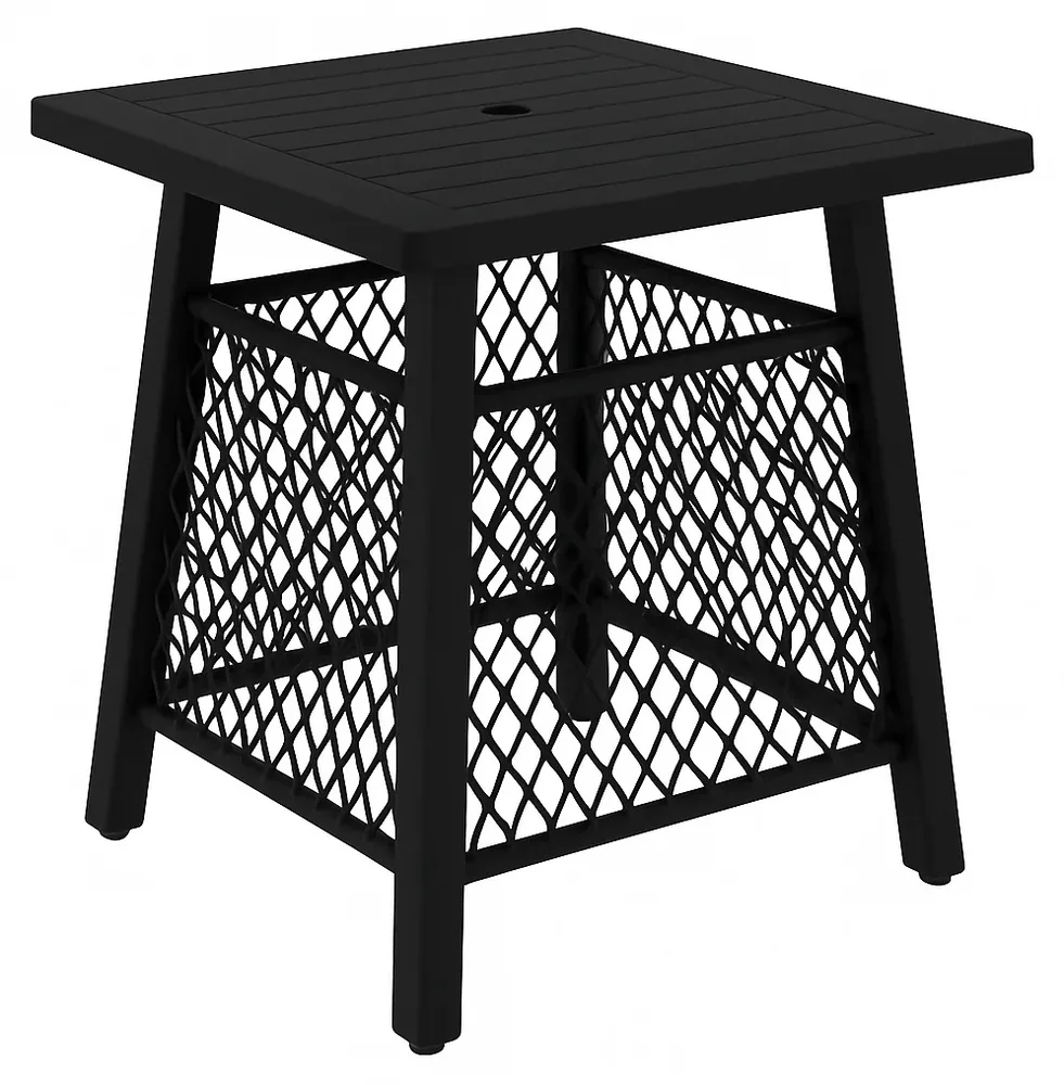 21.5" Square Wicker Umbrella Table
