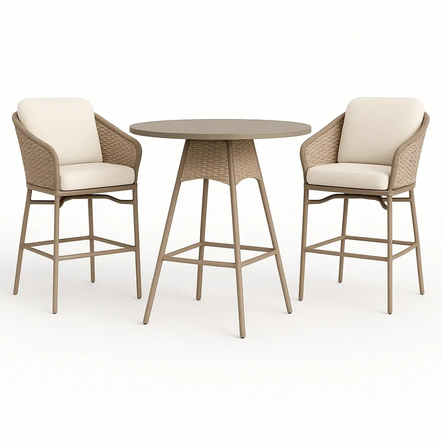 High Bar Set (Tan frame · Brown wicker)