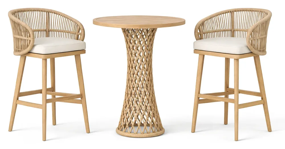 High Bar Set (Tan frame · Brown or Cream wicker)