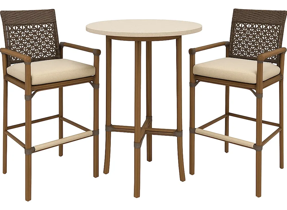 High Bar Set (Tan frame · Brown wicker)