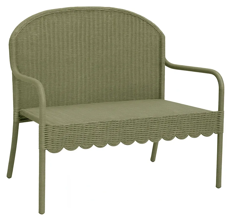 Wicker Stack Bench (Green frame · Green wicker)
