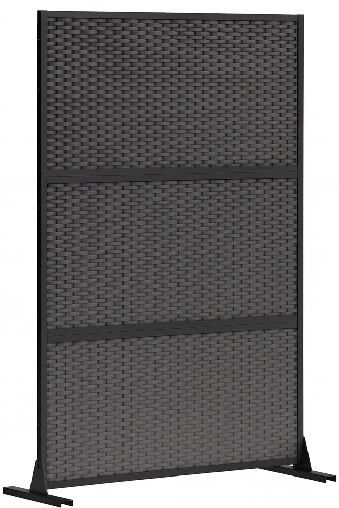 Black Wicker Privacy Screen (4' W x 6' H · No Planter Base · Anchor stake Included.)