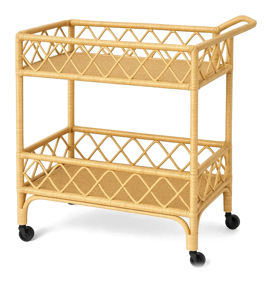 Lattice Wicker Serving Cart