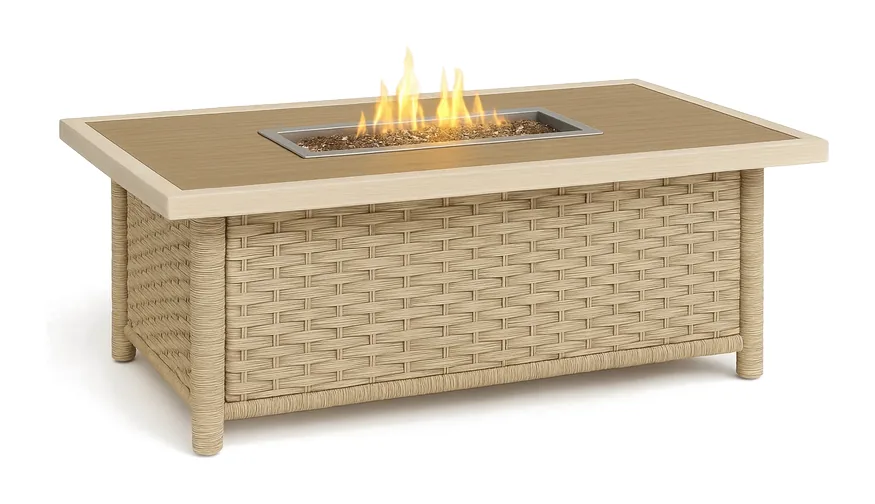 Woven Wicker Fire Pit Table